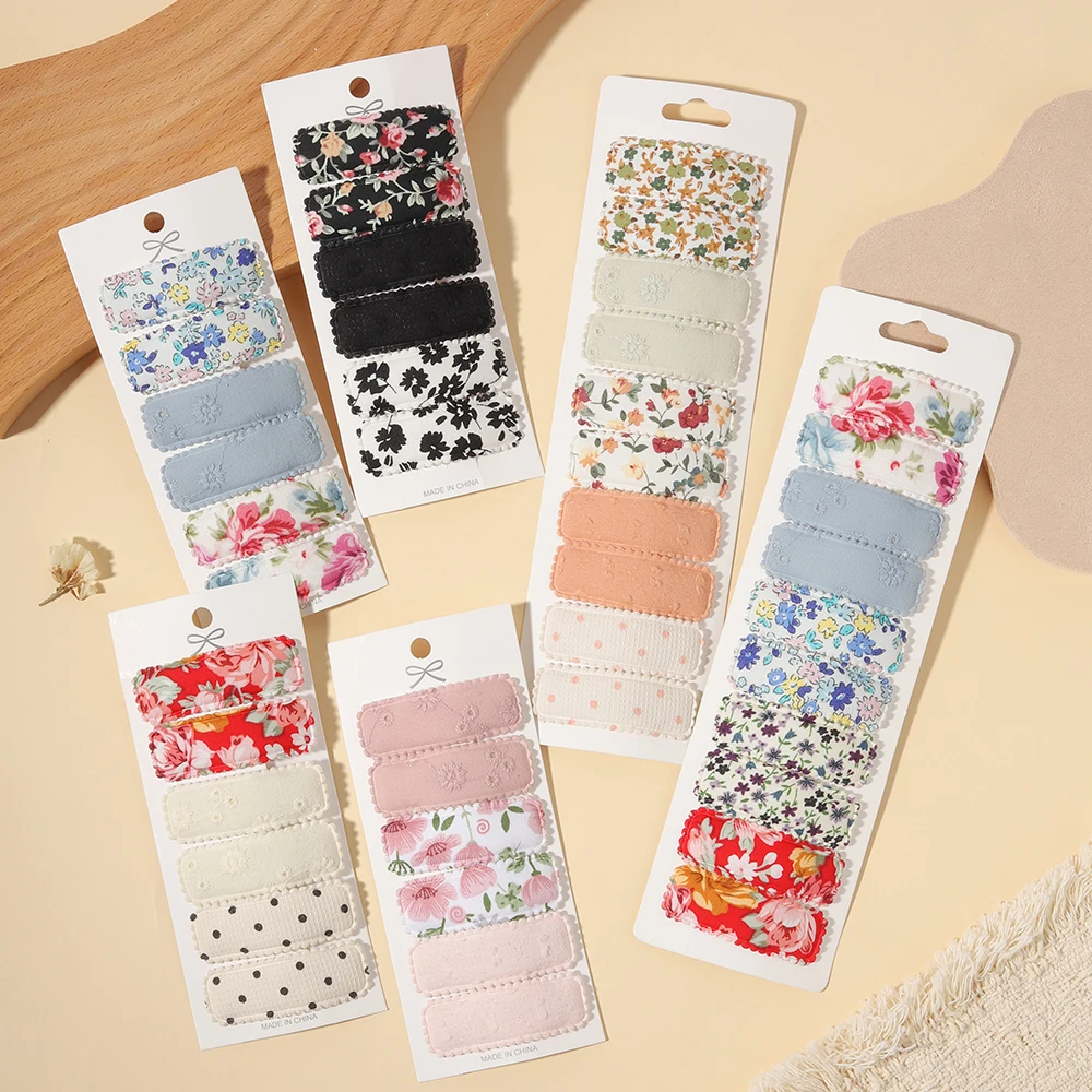 1 Set Fabric Printed Square BB Hair Clip Handmade for Children Teenagers Girls To Wear Daily Gift for Girls' Hair Accessories
