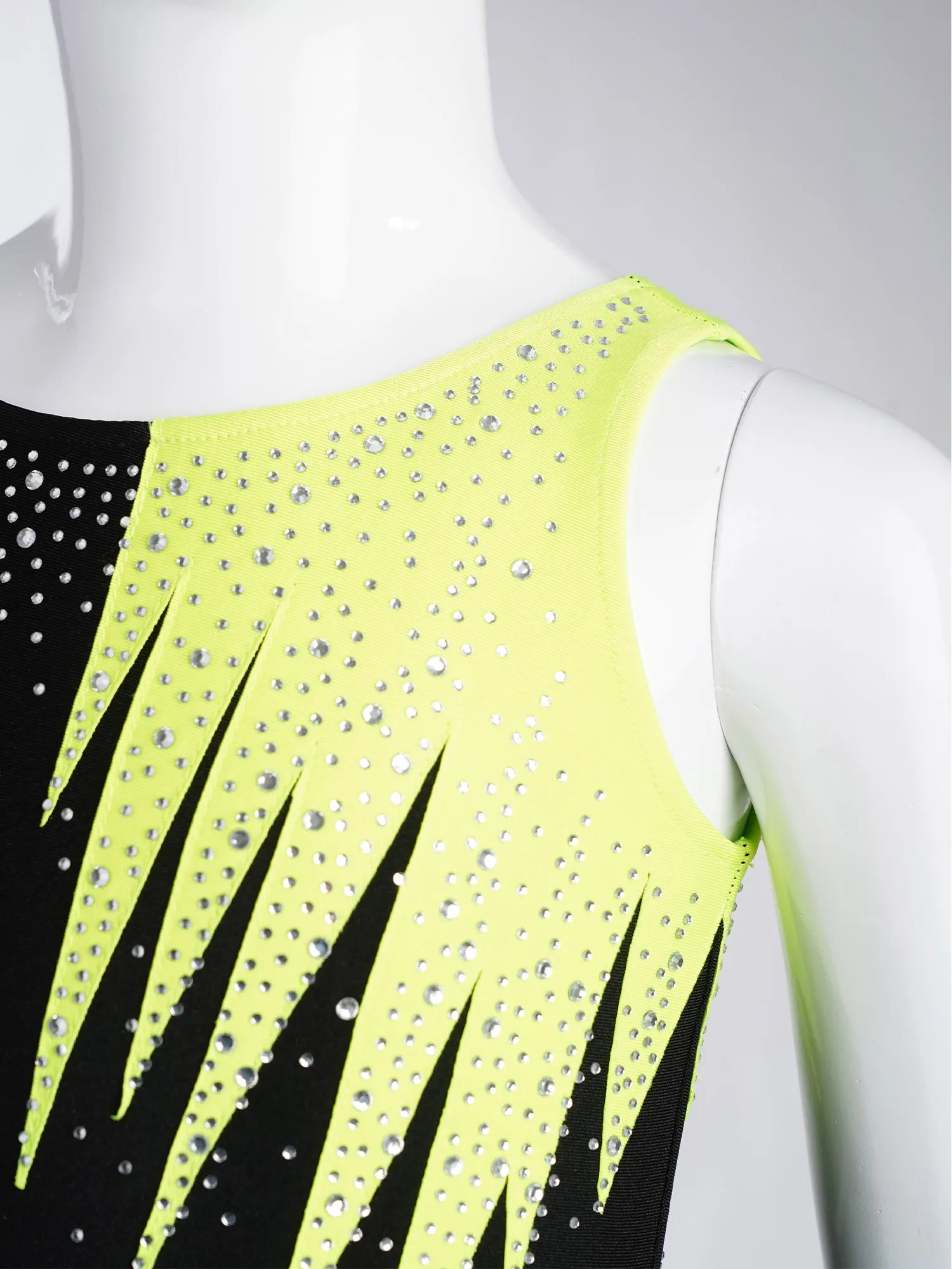 Платье-купальник со стразами контрастного цвета для художественной гимнастики для девочек, костюм для фигурного катания, балета, танца, акробатики, костюм для выступлений