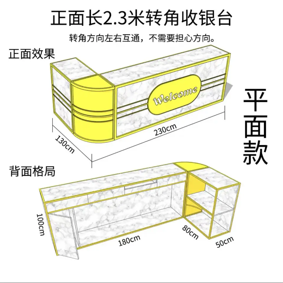 Reception per mobili commerciali Banco reception di lusso in oro bianco rosa Banco reception per applicazioni di edifici per uffici