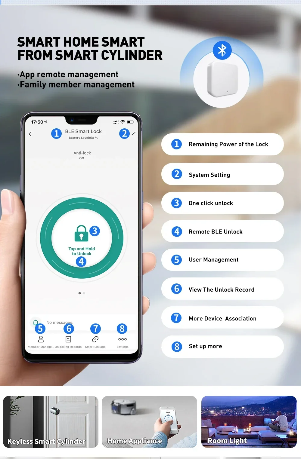 SZMYQ Tuya Keyless Smart Electronic Door Cylinder Lock BLE Network Home Hotel APP Keys IC Card Fingerprint Unlock Door System