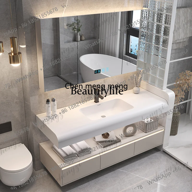 EE182 Bathroom Furniture Skin Sensor Bathroom Vanity Cabinet With Sink And Mirror Integrated Arc Washing Table Combination To Wa