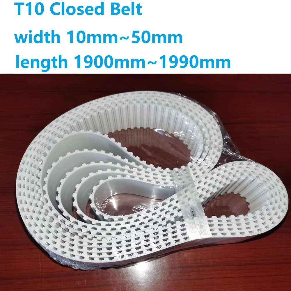

190Teeth T10 Polyurethane Transmission Conveyor Timing Belt Closed Belt Loop Belt Steel Cord width 15mm/20mm/25mm/30mm/40mm/50mm
