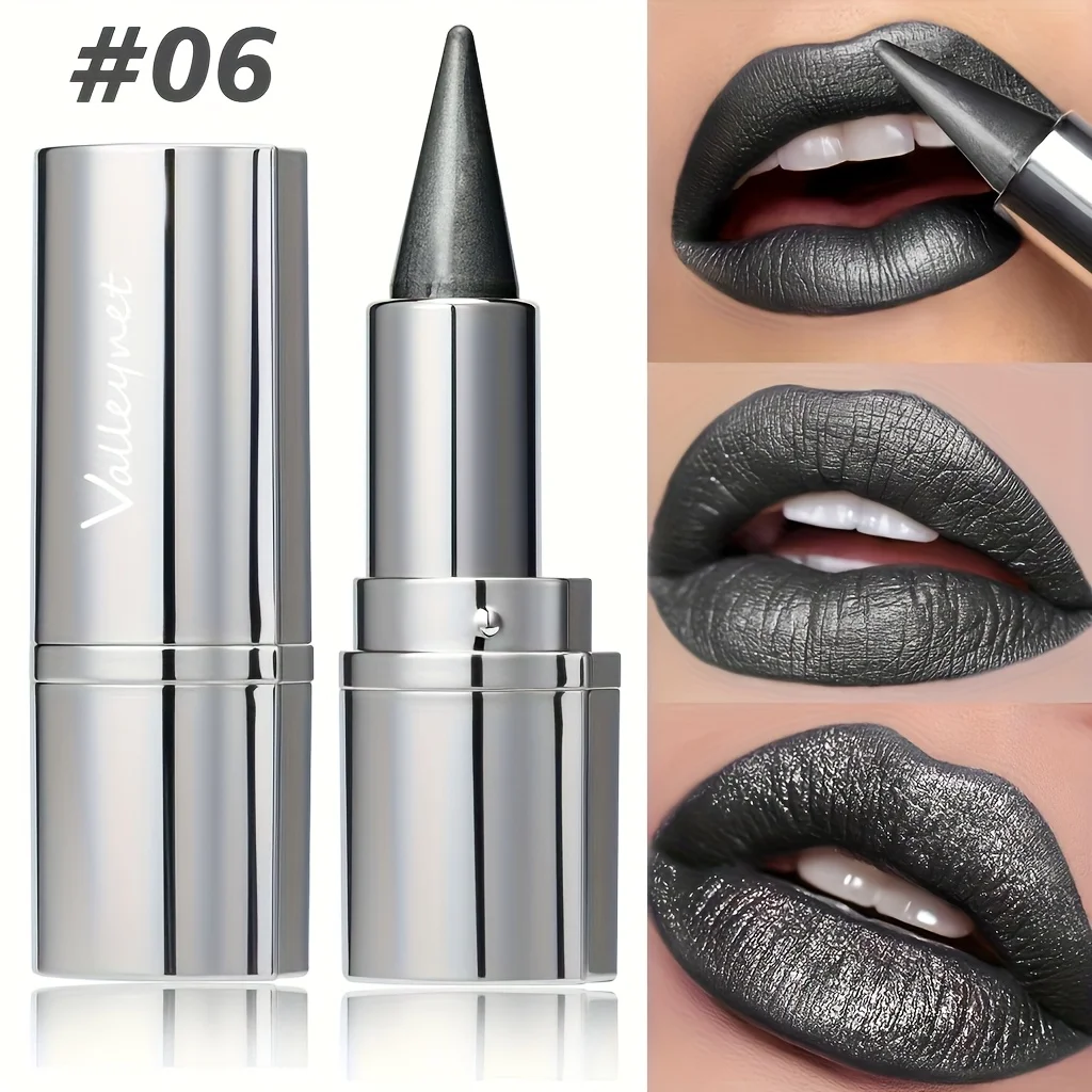 ملمع شفاه معدني غير لامع - أحمر شفاه أسود يدوم طويلاً ومقاوم للماء ومقاوم للعرق مع لمسة نهائية معدنية لجميع أنواع البشرة #6