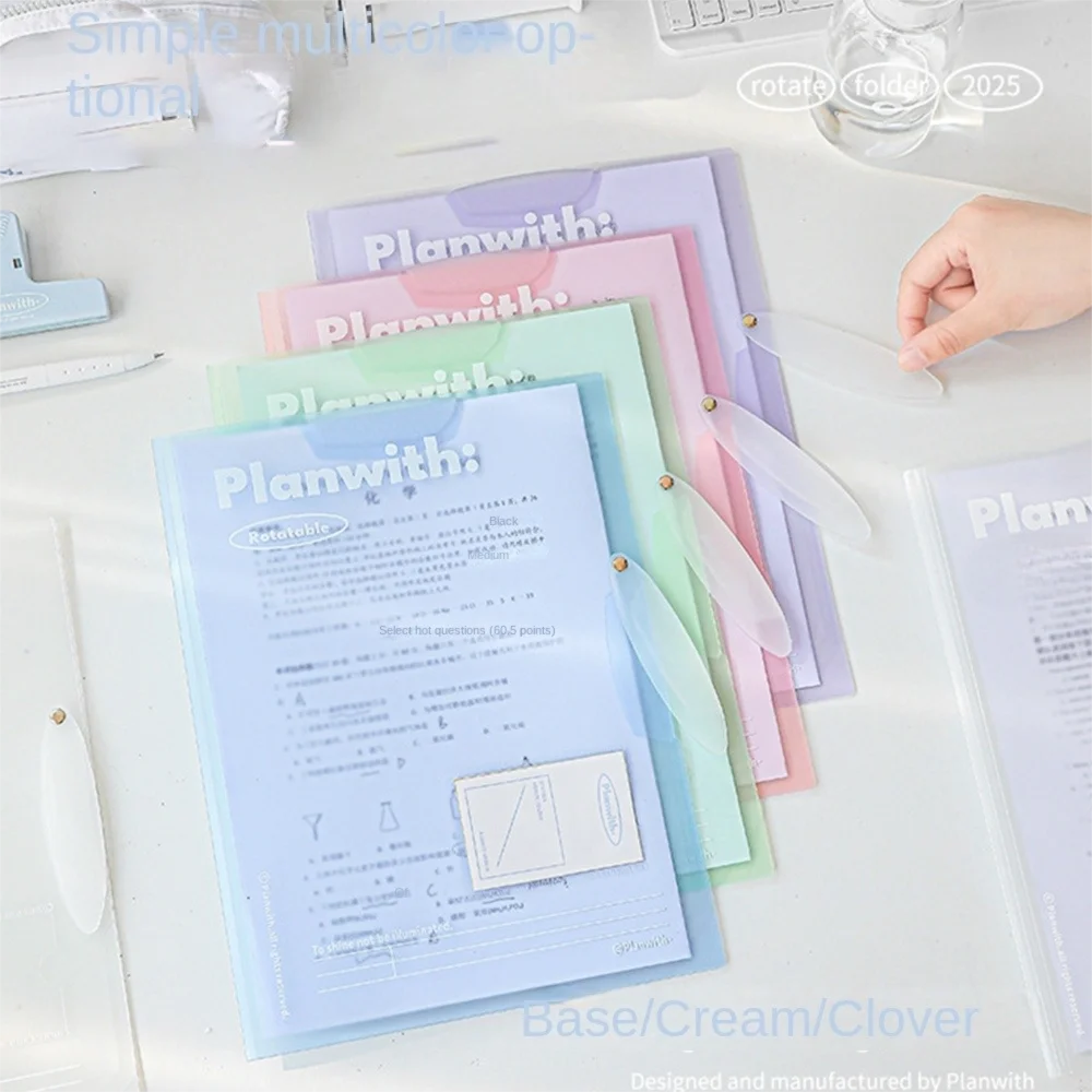 3pcs Gifta Transparent Rotating Folder A3 To A4 Portable Test Paper Storage Book Test Paper Folder Student Folders