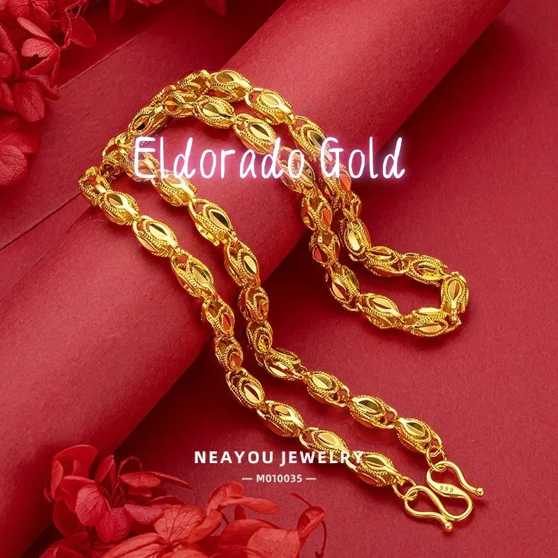 

Eldorado Gold 9999 real gold 24K yellow gold Eyes necklace gold chain