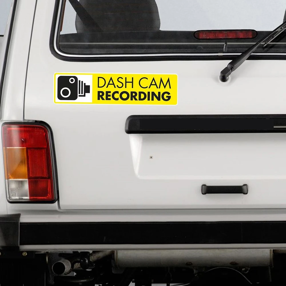 2Pcs Dash Cam Recording Warning Vinyl Sticker M254, for Car Rear Window Bumper, Security-Theme Personalized Auto Exterior Decor