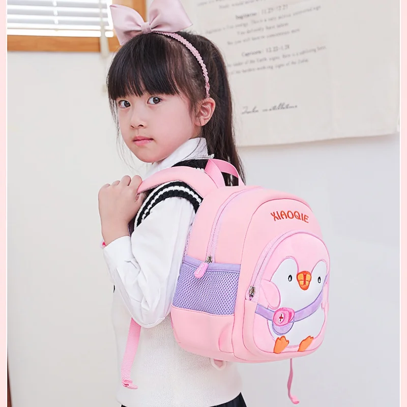 Primary School Students Cartoon Penguin Small Backpacks New Cute Kindergarten Baby Schoolbags for Girls Boys Fashion Breathable