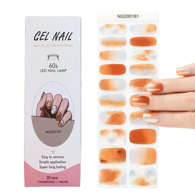 Nieuwe Aankomst Franse Gel Nagelstrips Patch Sliders 60S Uv/Led Nagellamp Uitgehard Super Langdurige Semi-Uitgeharde Gel Nagels Stickers