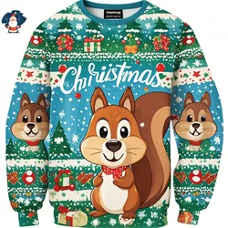 Funny Christmas 3D Printed Sweatshirts Cute Squirrels Graphic Ugly Christmas Sweater Christmas Jumpers Fashion Christmas Sweater