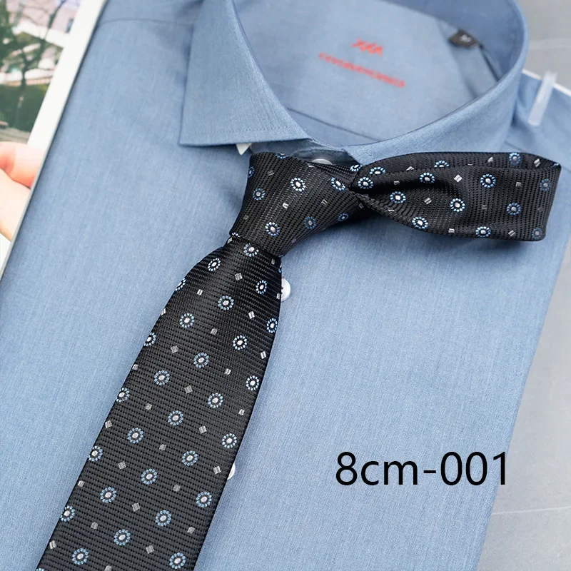 Men's Business 8cm Checkered Dot Pattern Handtie Tie Work Negotiation Date Leisure Accessories Direct Supply