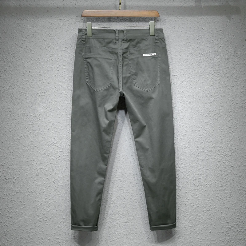 Summer 7 Color Ultra-thin Men\'s Ice Silk Casual Pants Soft Comfortable Solid Color Elastic Business Straight Trousers Brand