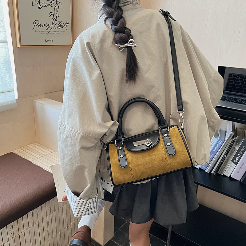 LEFTSIDE Vintage Small Faux Suede Shoulder Bags for Women Bucket Crossbody Bag 2025 Winter Luxury Designer Handbags and Purses image 4