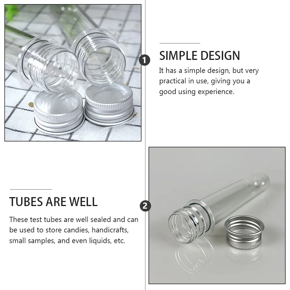 

50pcs Test Tube Bottles Pet Cylindrical Tubes For Liquid Storage Candy Sample Container Portable Small Plastic Tubes