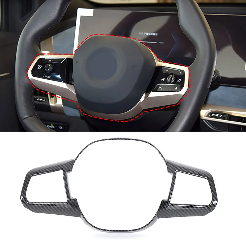 

For BMW ix 2022-2024 ABS Carbon Fiber Car Steering Wheel Decorative Frame Stickers Car Interior Accessories