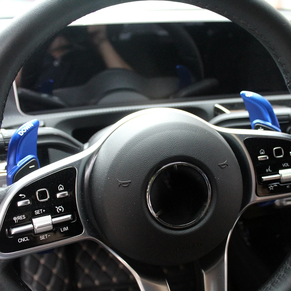 Steering Wheel Paddle Shifter Extension For Mercedes Benz A B C E GLE Class W176 W205 W246 C117 W218 2015-2019 Aluminum Stickers view 5
