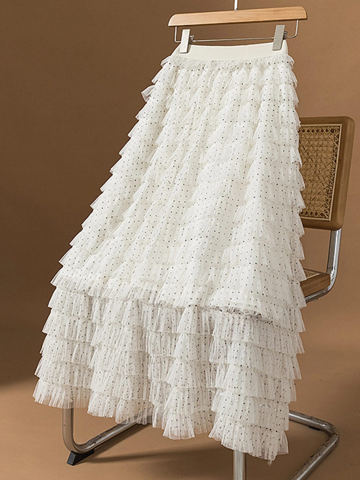 

Юбка-пачка в горошек для полных женщин, осенне-зимняя, мягкая, многослойная, А-силуэт, в корейском стиле, для повседневной носки