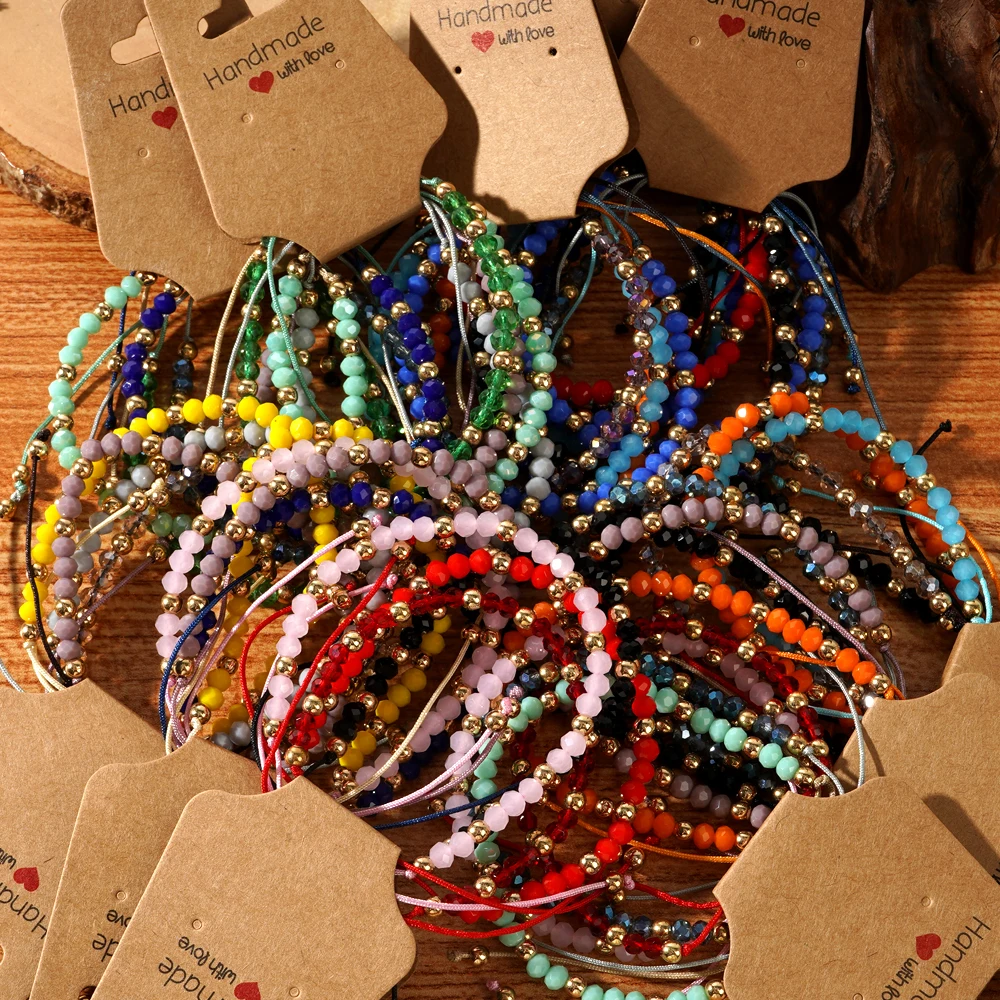 4pcs/Set New In Summer Fashion Bracelet Set Crystal Gold Plated Bead Women Handmade Luck Friendship String Jewellery Luck Gifts