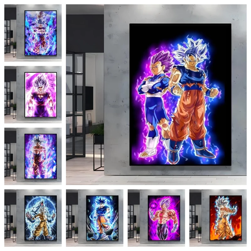 

Dragon Ball Goku Vegeta Poster Dynamic Super Saiyan Stance Vivid High Definition Printing AuraPerfect Living Room Decor