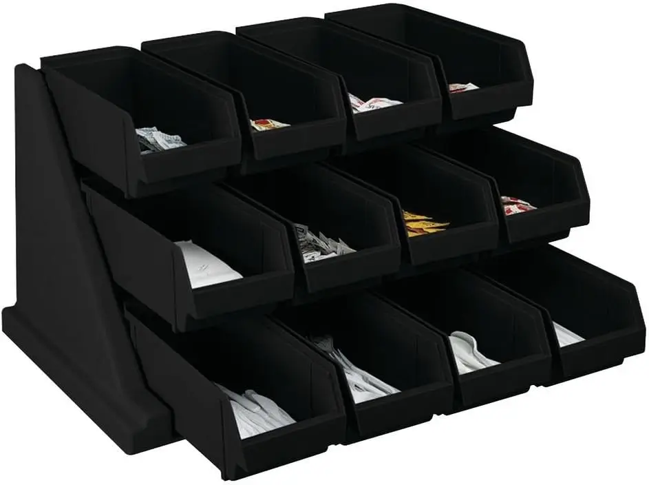 

Универсальный набор контейнеров для приправ и инструментов с самообслуживанием — 12 контейнеров, идеально подходит для еды и кофе (черный)