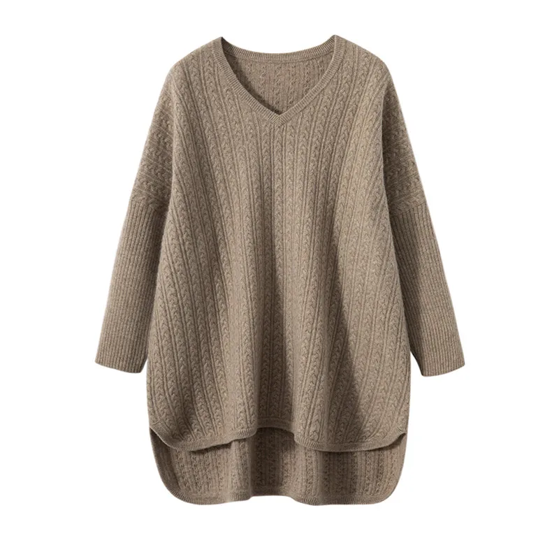 2023 Spring Autumn Winter 100% Cashmere Sweater Round Collar Knit Pullover Women\'s High Quality Female Loose Large Size Top