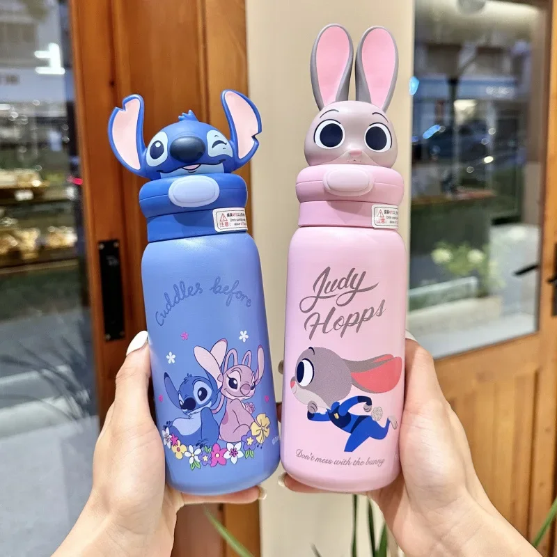 كوب كرتوني لطيف غرزة نيك جودي دمية كوب ماء للأطفال كوب خاص من الفولاذ المقاوم للصدأ للبنين والبنات للذهاب إلى المدرسة