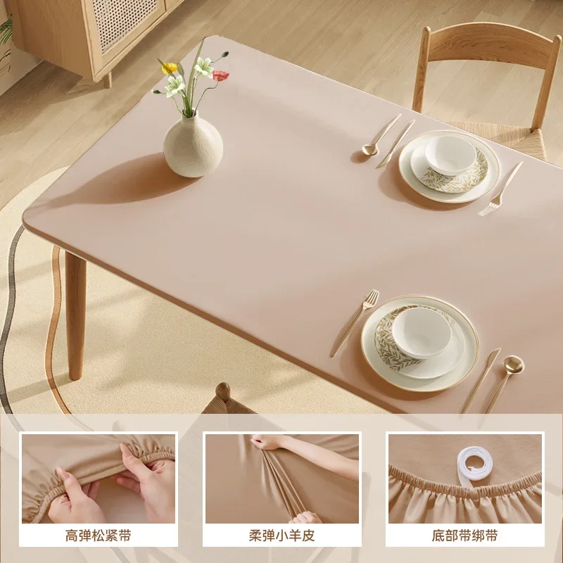 Sheepskin Full Tablecloth Waterproof Oil Resistant and Washable Table Cloth for Dining Tables Elastic Tea Table Fabric Table Set