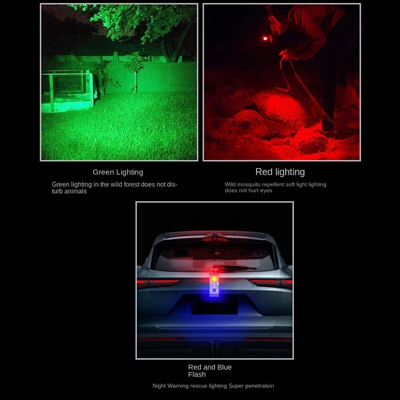 ポータブルで防水性のあるUSB充電式LEDキーホルダーライト,太陽光発電タイプCに最適です。