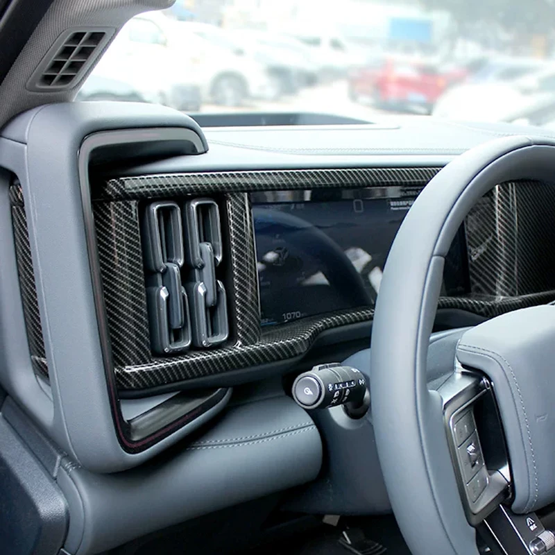 LHD For Denza B5 2025 2026 Front Side Dashboard Air Conditions Outlet Cover AC Vent Center Console Trim ABS 5D Carbon Fiber