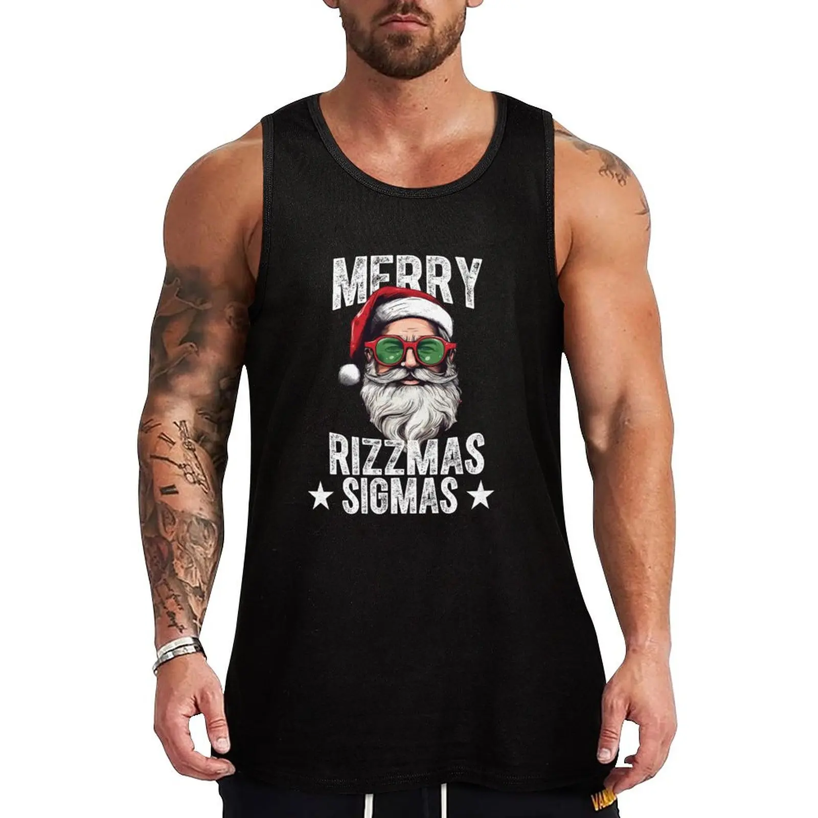 

Merry Rizzmas Sigmas Funny Santa X-Mas Christmas Santa Claus Shirt Tank Top gym clothes for man gym men sports vest