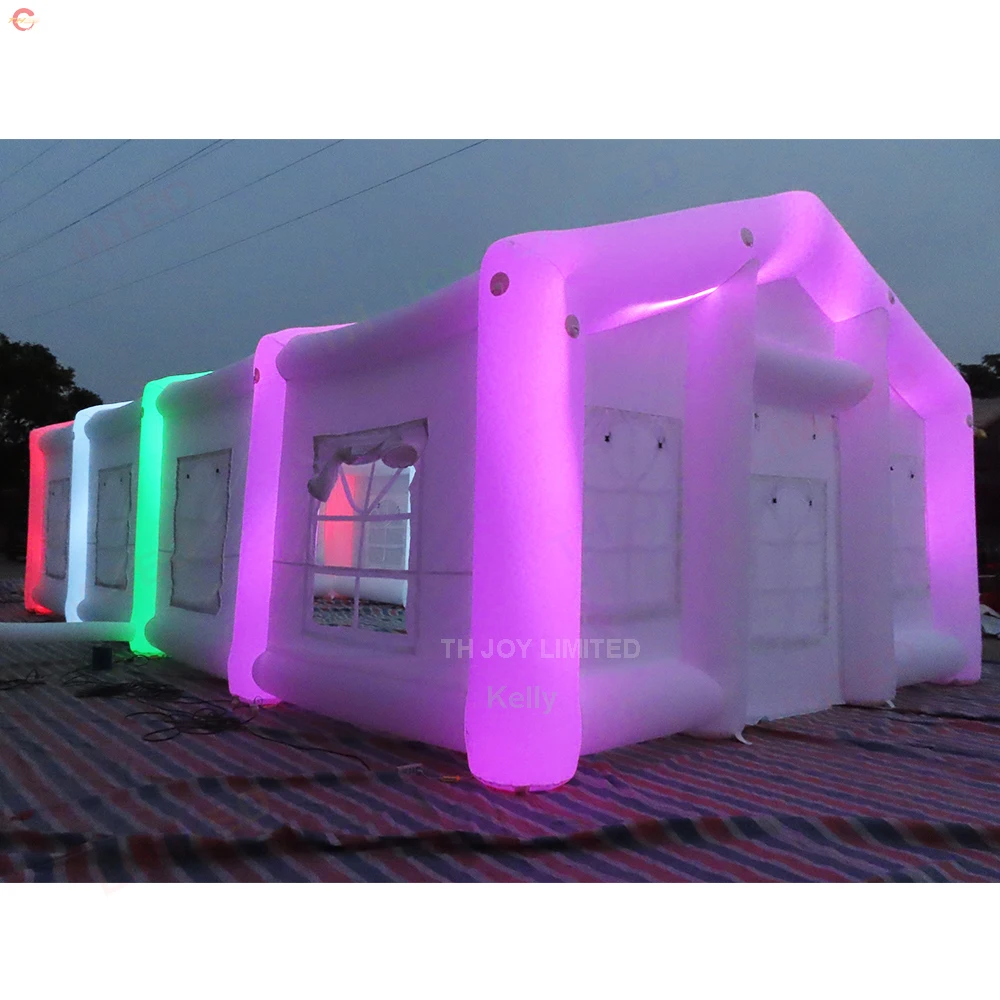 Free Shipping 15x8m White Professional Inflatable Wedding Tent Party Event Tent Shelter with Colorful LED Lighting For Sale