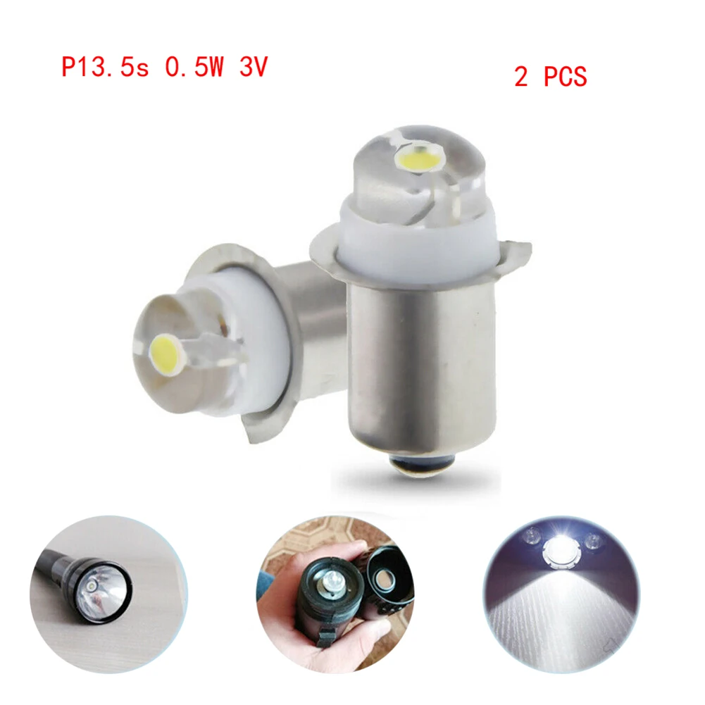 

High Quality Hot Practical Flashlight Bulb For Torch Lamp 0.5W 1 Pair 2 Pcs/set Replacement Silver Accessories