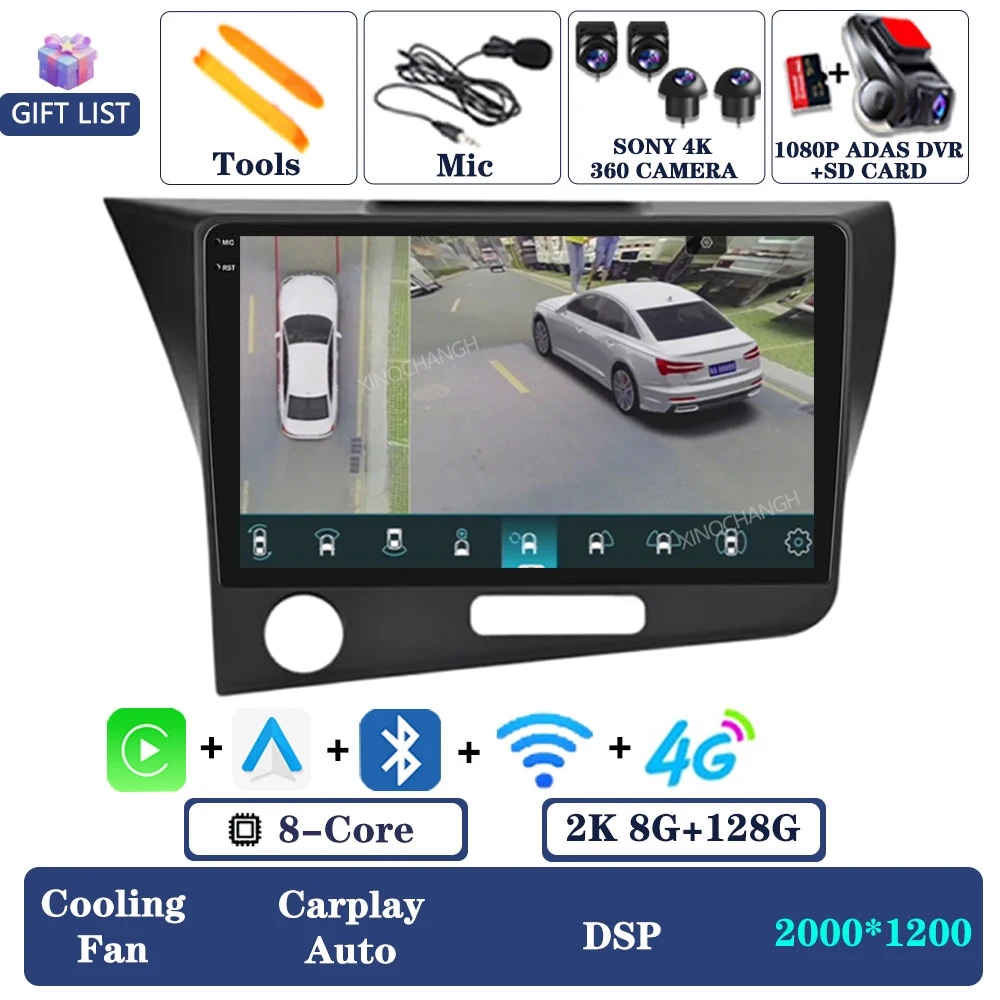 Android 15 Autoradio Voor Honda CRZ CR-Z 2010-2016 QLED Multimedia Stereo Video Player 4G LTE 5G WIFI 2DIN BT Carplay Auto GPS