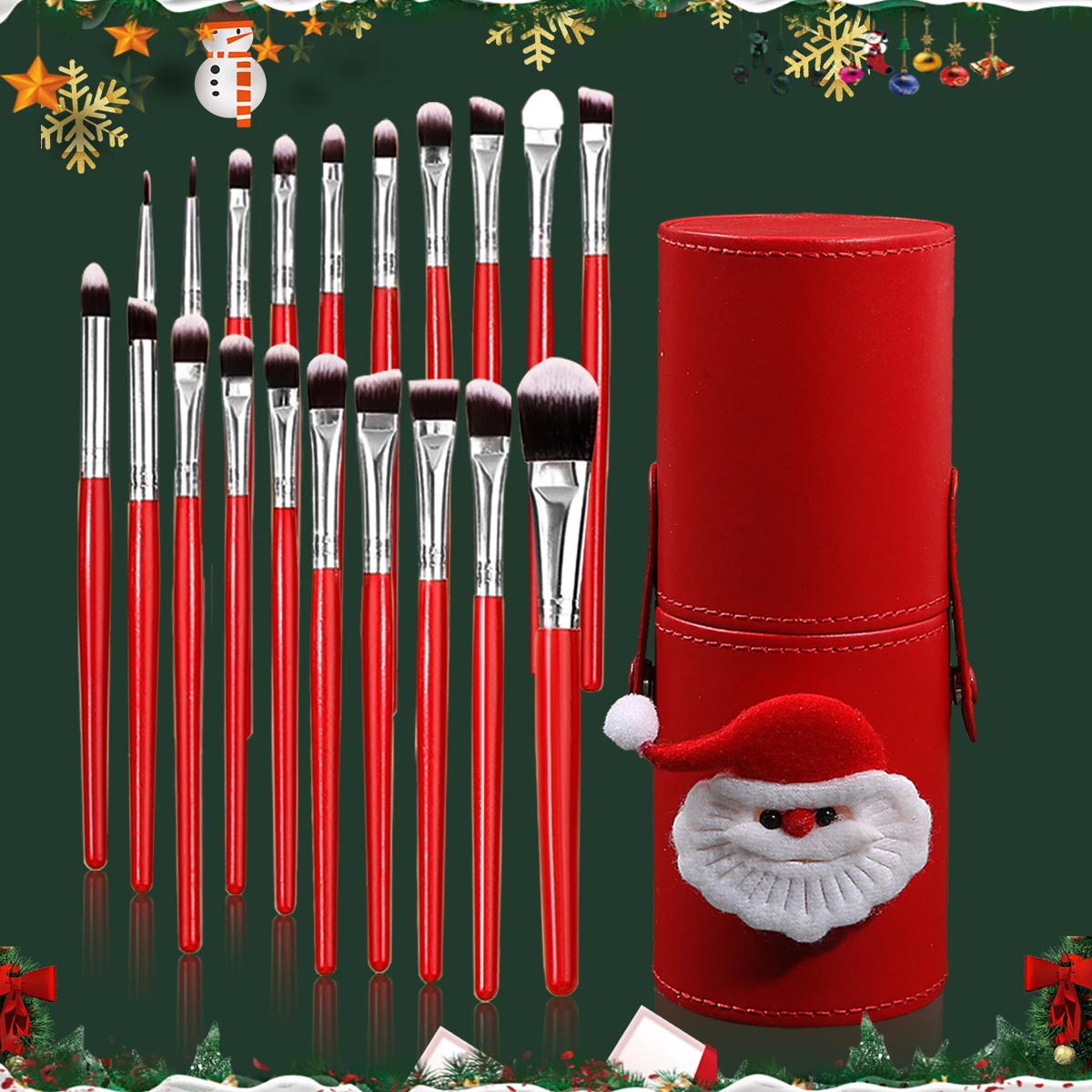 

21PCS Christmas Makeup Brushes Set Beauty Cosmetics Foundation Blush Powder Eyeshadow Kabuki Blending Brush With Box