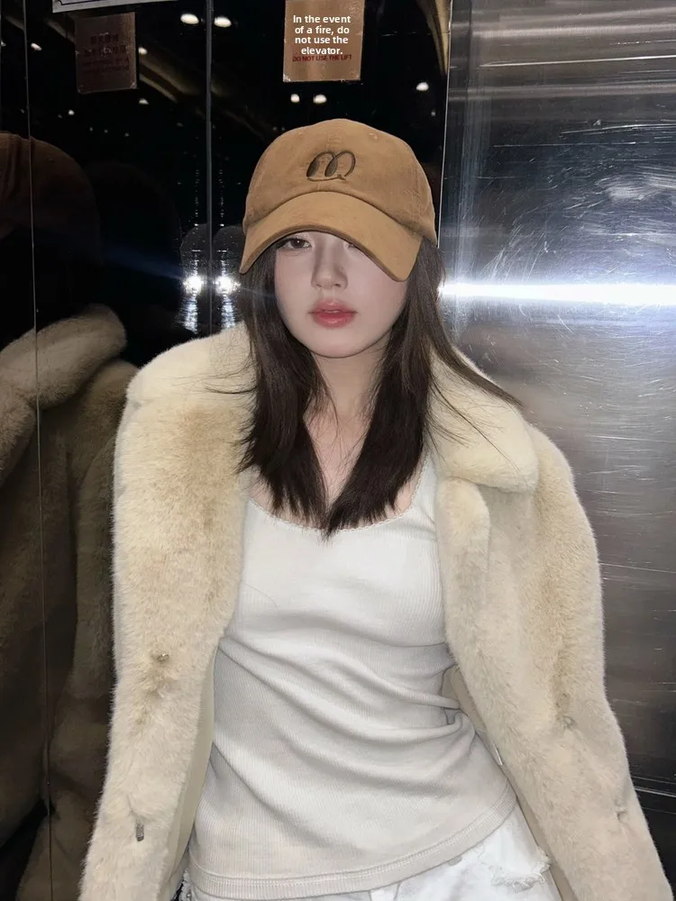 معطف فرو كوري Sle ort للنساء دافئ من Plu Jaet بياقة ملابس خارجية عصرية متعددة الاستخدامات للطقس البارد