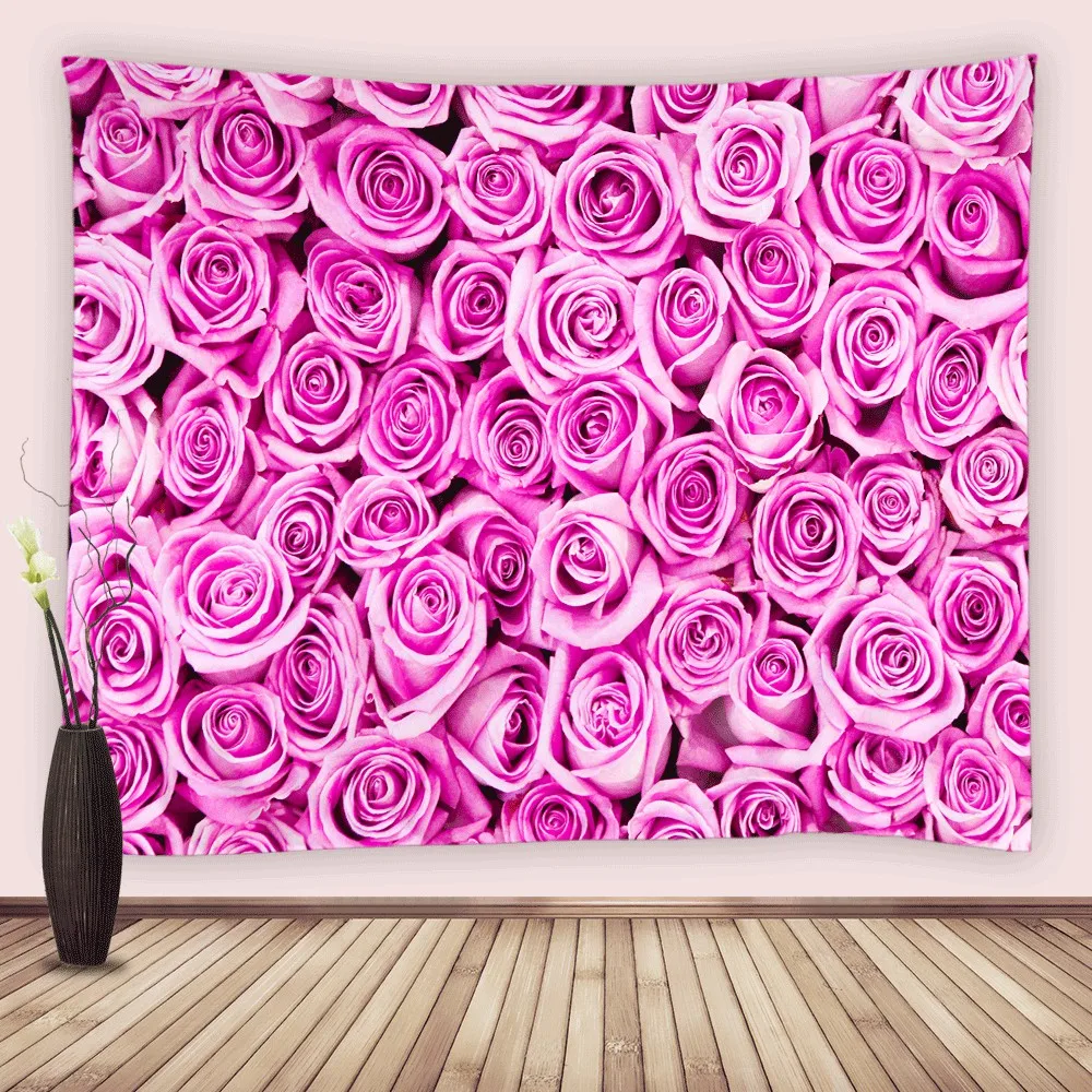 

Floral Tapestry Girl Purple Rose Flower Tapestry Wall Hanging Bedroom Romantic Spring Aesthetic Blanket College Dorm Home Decor