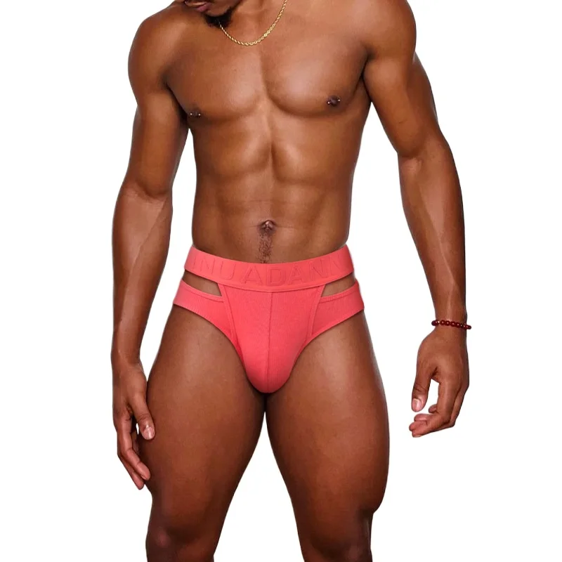 Sexy Men's Briefs, High-end Threaded Cotton, Hollowed-out  on Both Sides, Sports and Comfortable U-convex Underpants