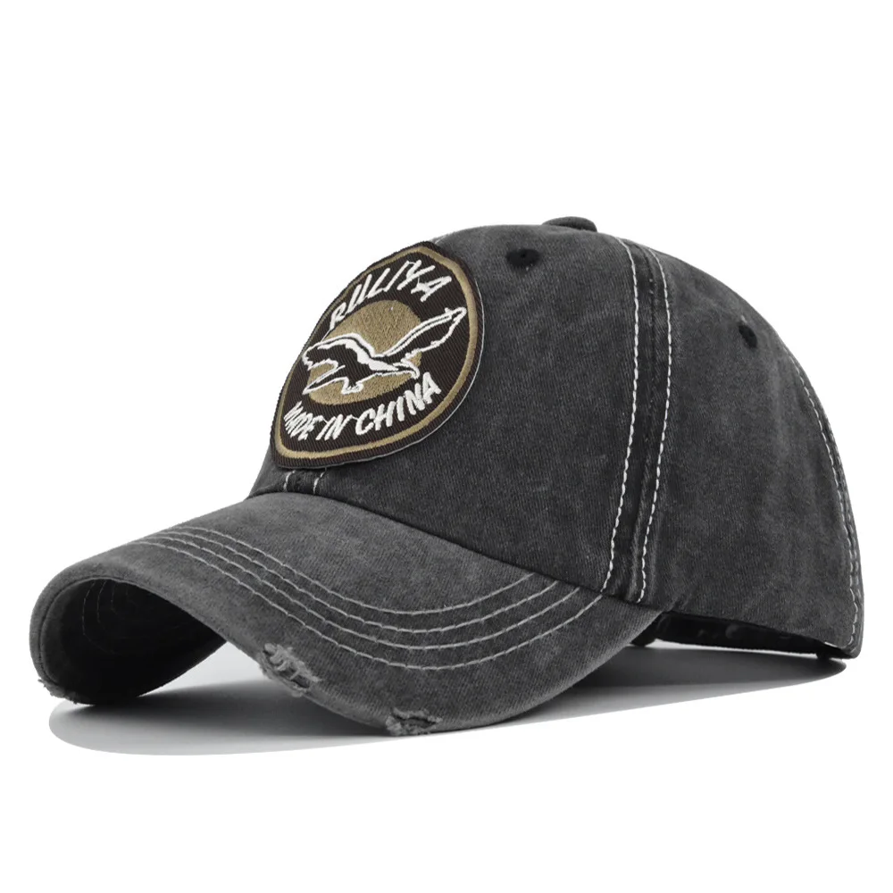 

Distressed Embroidered Baseball Goose Embroidery Duckbill Cap Washed Vintage Curved Brim Sun Hat