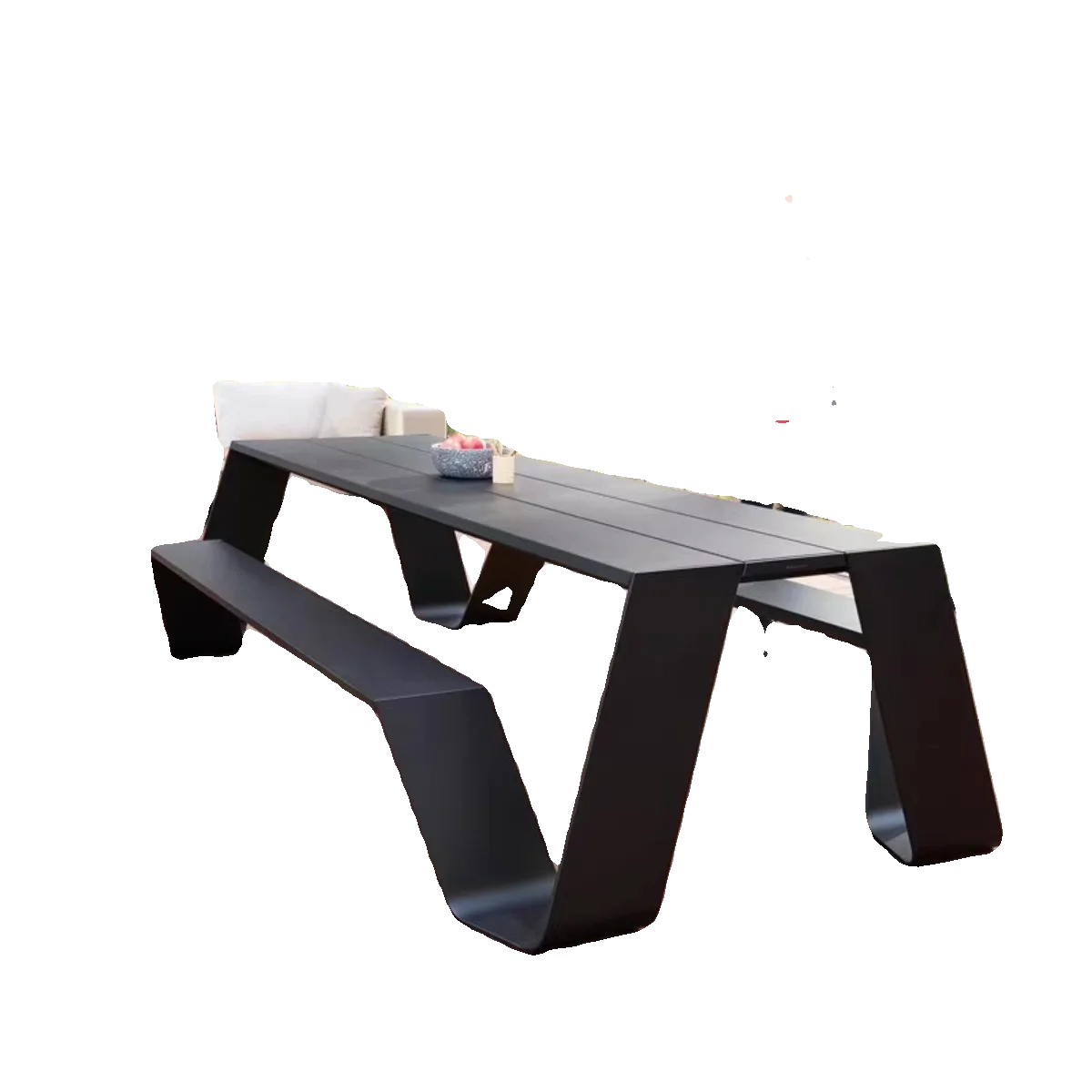 

Outdoor Public Table and Chair Kit Teak Bench Open Air Stainless Steel Park Chair Combination