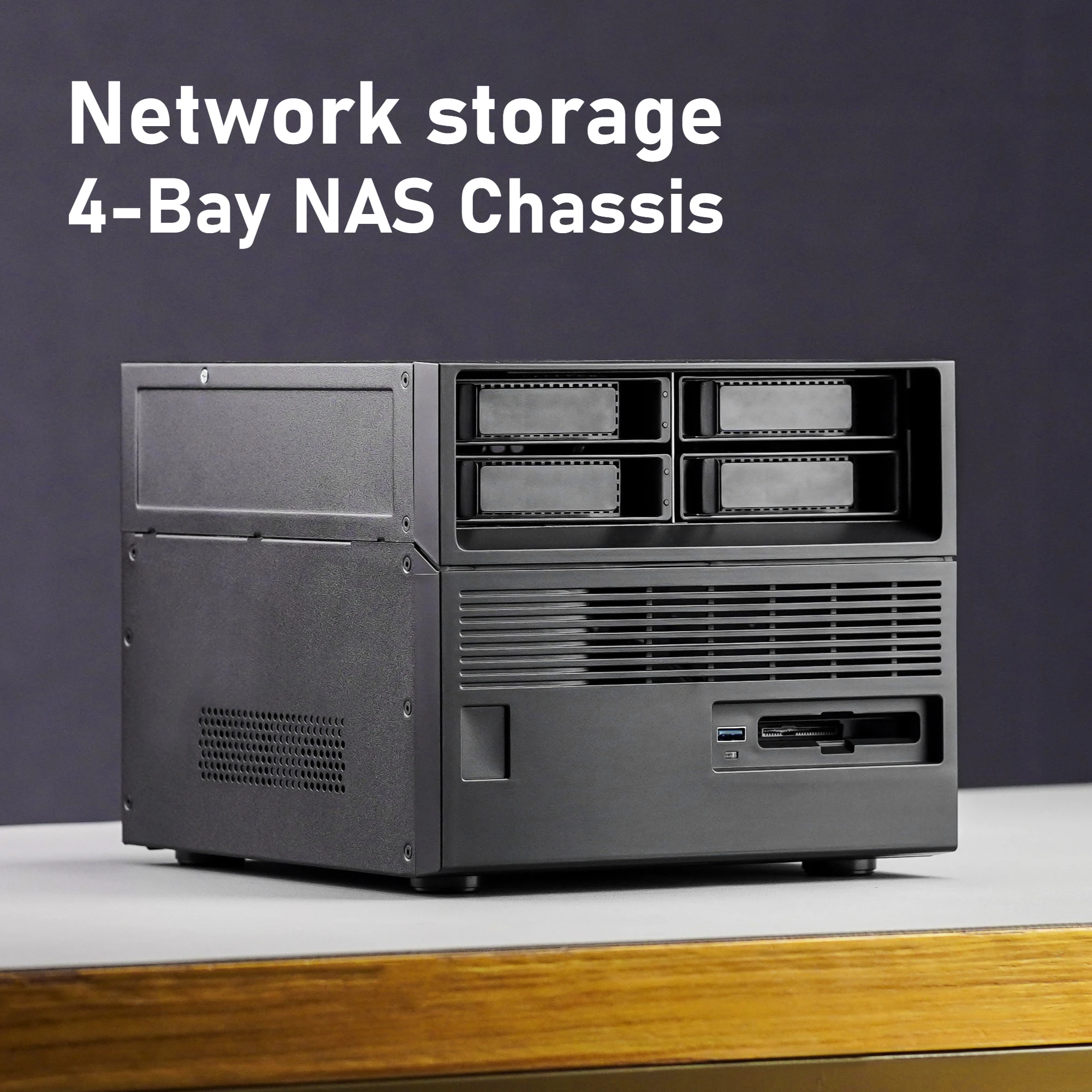 Beverly Little Treasure 4-Bay Full Tower NAS Enclosure SFX Power Supply ATX Motherboard Server with Fan Feiniu Heiqun UNRAID
