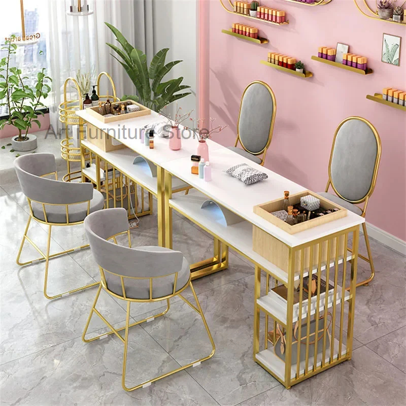 Juego de mesa y silla de manicura de mármol minimalista moderno, muebles de salón, mesa de uñas nórdica, escritorio de manicura profesional con