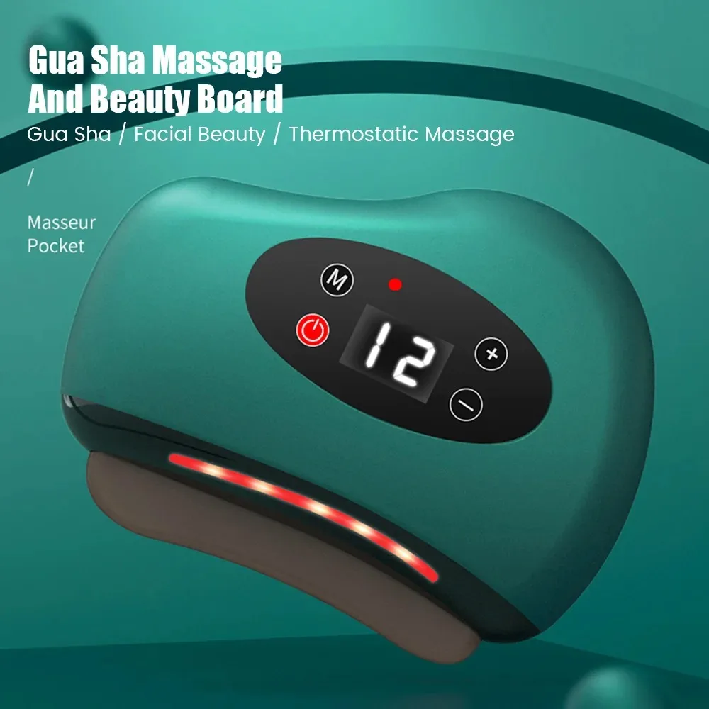 Electric Guasha Massager Hot Compress Eye Massager Stone Heating Vibration Scraping Neck Face Skin Lifting Removal Wrinkle Tool