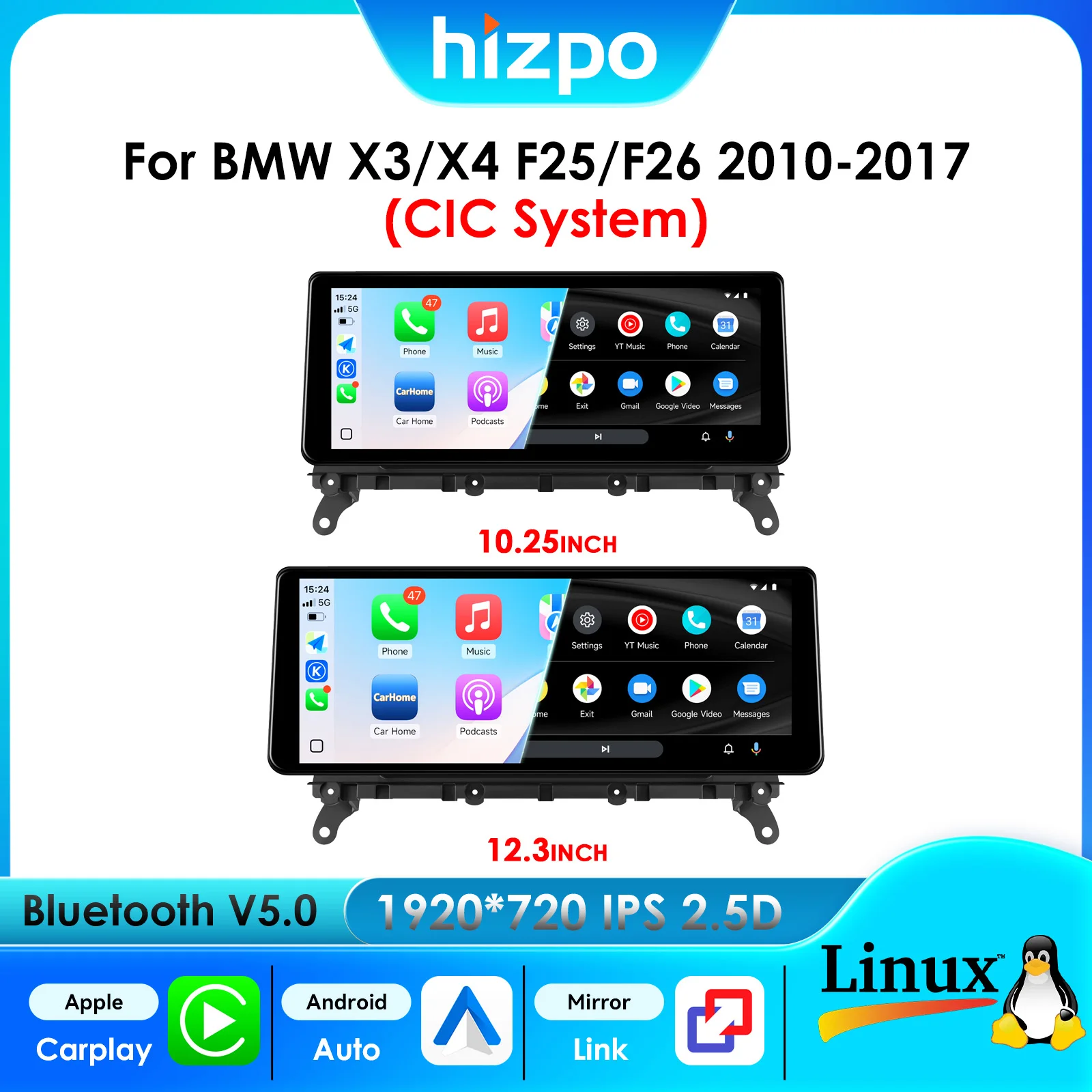 Hizpo Stereo For BMW X3 F25/ X4 F26 2010-2017 CIC&NBT/ G01 G02 2018-2021 EVO System Mirror Link Carplay Linux Auto Car Radio BT