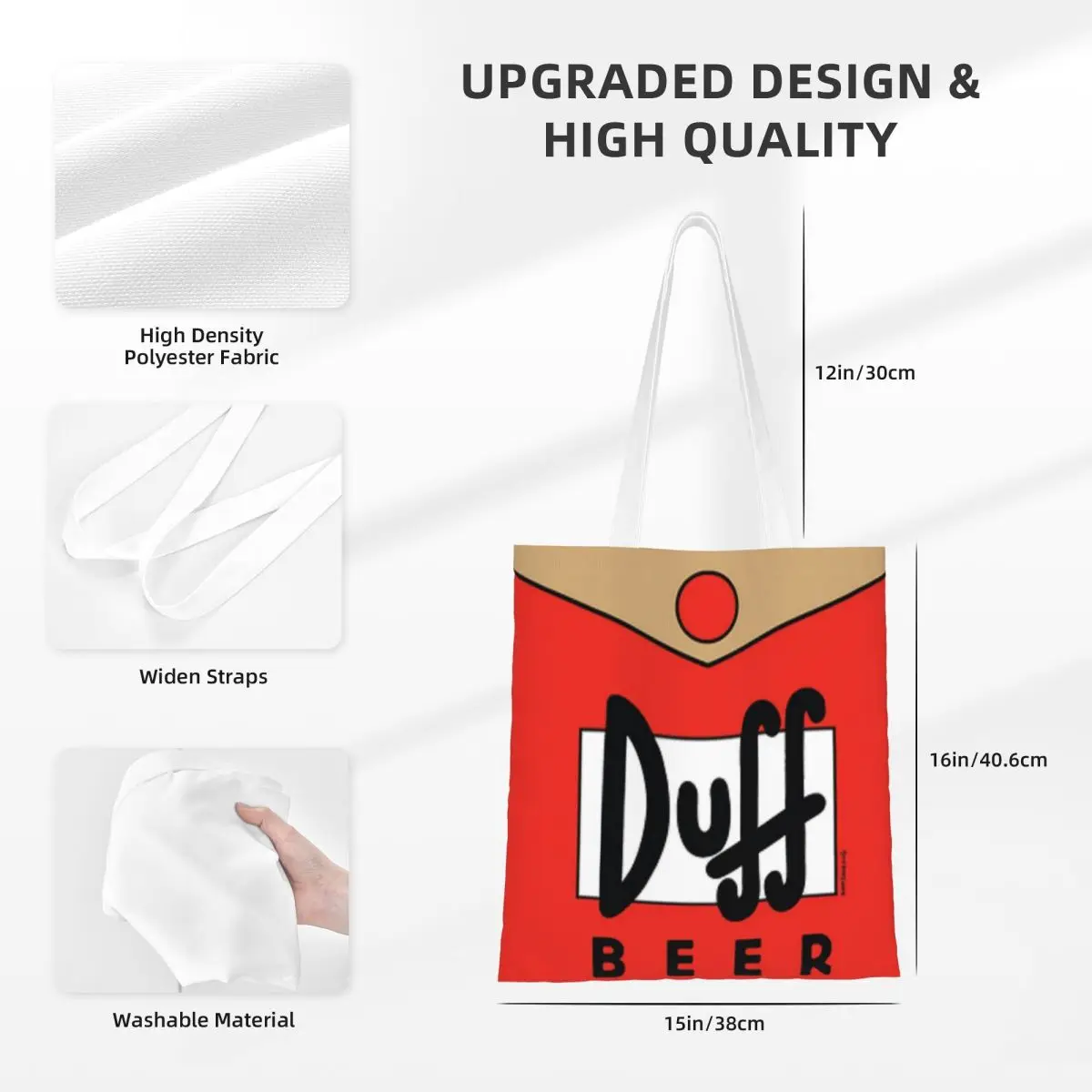 Duff Beer Shopping Bags Lona The Tote Bag Dobrável para Senhoras Ombro Tote Bolsa de Viagem