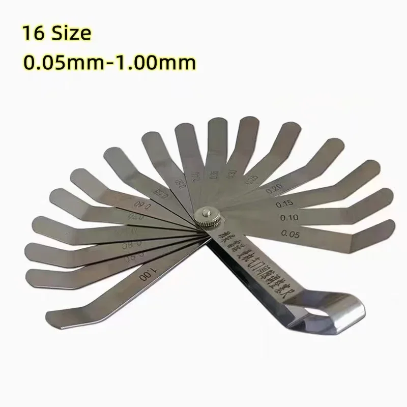 

100mm Metric 0.05- 1.0mm Valve Offset Feeler Gauge 16 Blades Stainless Steel Feeler Gauge for Spark Plug Gap Valve Tappets