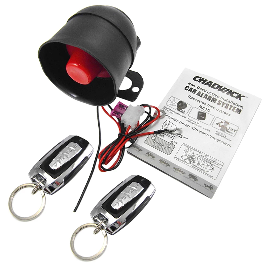 Car Alarm Security System 2 Way Remote Control Keyless Entry Engine Start Electronic Siren for 12V Automotive