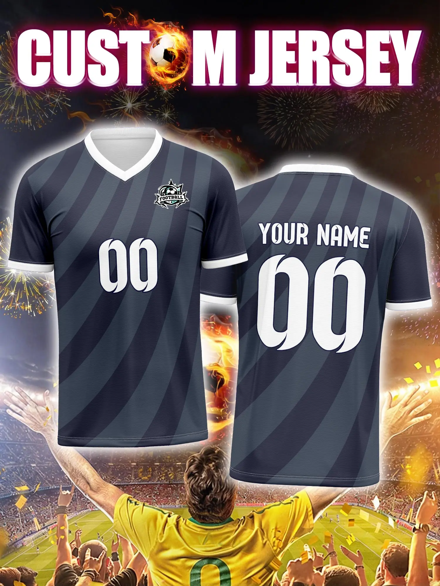 

Custom Soccer Jersey With Custom Image, Number And Name, sports enthusiast collector limited wear