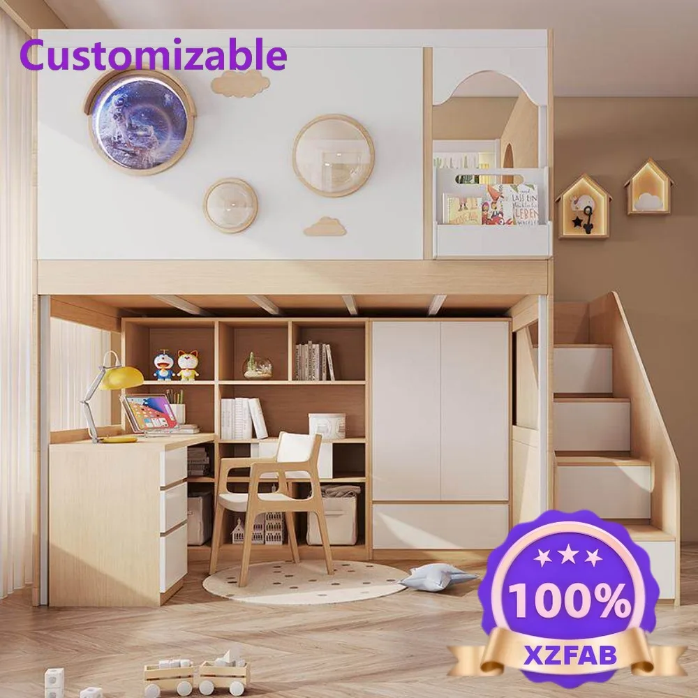 Factory Direct 2026 Space Capsule Bunk Bed with Desk and Wardrobe Separated High Sleeper Twin Bed Frame Space Saving Furniture f