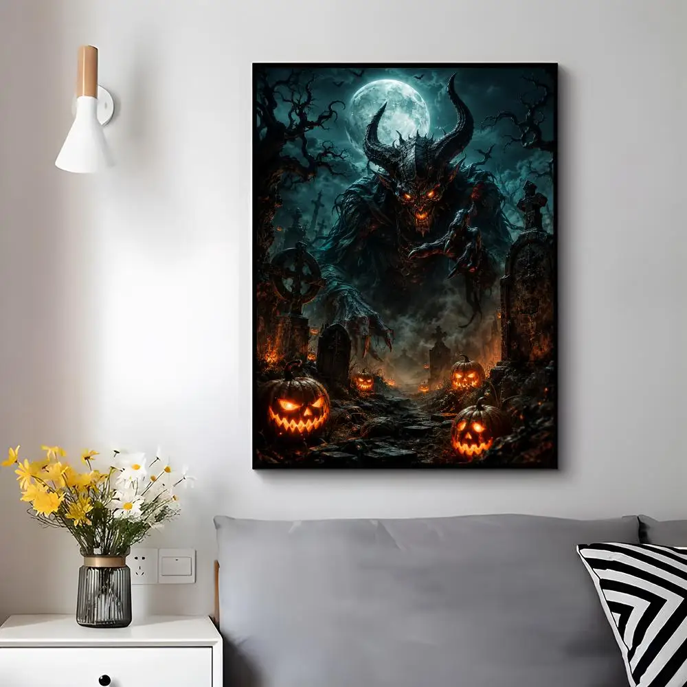 h-Halloween Demon Poster Modern Luxury Wall Poster Home Decor Space Enhancer