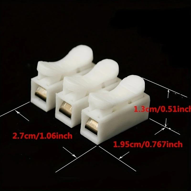 10pcs White No Solding Welding Quick 3P Cable Wire Connector No Screw Terminal  Block Spring Clamp