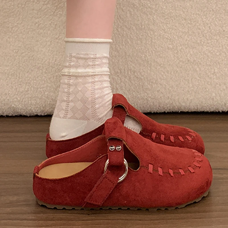 

Flats Women Slippers Fashion Suede Singback Mules Shoes New Spring 2026 Casual New Slides Cozy Walking Dress Zapatillas De Mujer